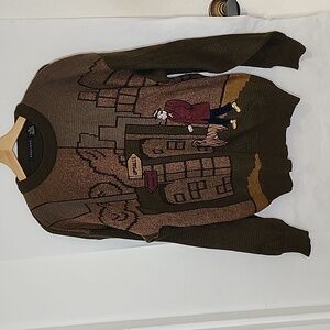 Vintage Pagliano Sweater Man Dog green and brown‎ sz XL | Grandpa Sweater